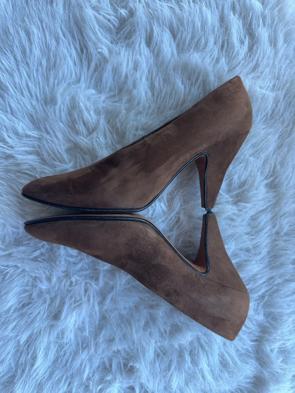 Vintage from 1998 Chestnut Brown Suede Pointed-Toe Pumps size 6 - Picture 4 of 16